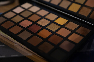Close up of professional eyeshadow palette