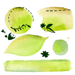 Blush green watercolor stains Paint stropke washes