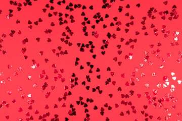 Hearts on a red background. Valentine's day concept.