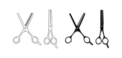 thinning scissors for cutting hair - vector illustration on white background. hairdressing tool