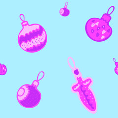 Seamless pattern with balls for Christmas tree. Design for wallpaper, wrapping, fabric, textile.
