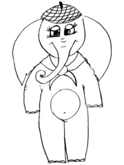 
vector illustration of an elephant in a hat cartoon