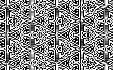 Ethnic black white folk oriental pattern with intertwined lines.Geometric texture for coloring, wallpaper.