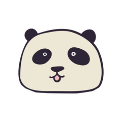 Isolated vector illustration of decorative cartoon panda bear with tongue black and white