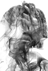 A portrait combined with smoke