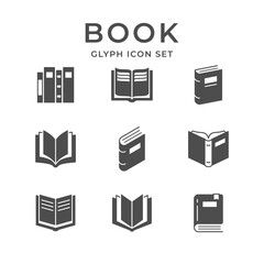 Set glyph icons of book