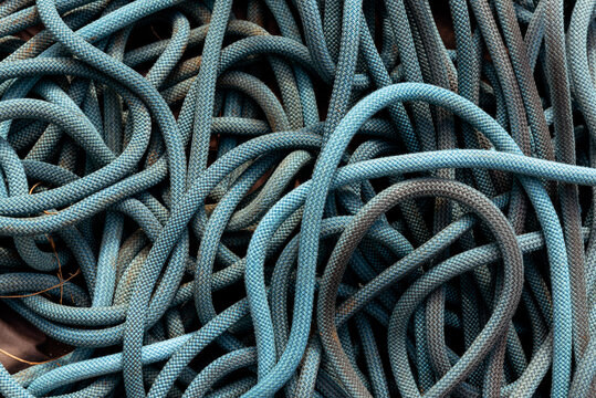 Stacks of ropes in close-up