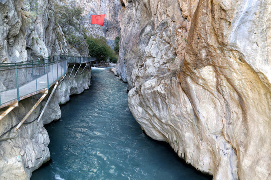 Saklikent Canyon is the longest and deepest canyon in Turkey. Its length is 18 kilometers.