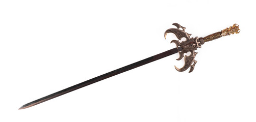 ancient battle sword isolated on white background