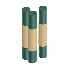 Obraz premium Tar paper icon in flat style. Rolls of black roof coating or bitumen isometric vector icon. Vector illustration rubber roofing membrane, EPDM or roofing felt isolated on white background. 3D.