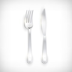 Cutlery set of silver fork and knife. Table Setting isolated on vignette background. Top view vector elements for web designs.