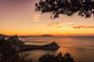 Dawn near the village Novyi Svit (New light). City district Sudak, the Republic of Crimea.