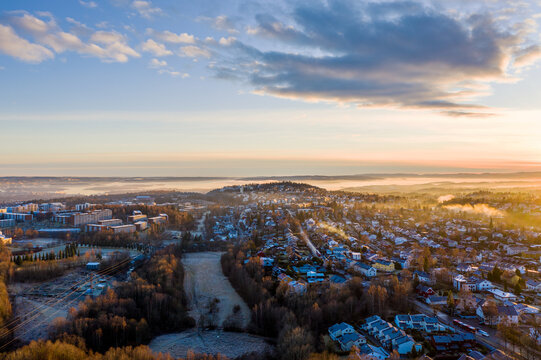 HDR or High Definition Ratio shot of Oslo, Norway. The sun is creating amazing light and colors. The photo is several photos merged together to bring out the high and low lights.  