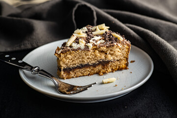 Sweet chocolate pie. Cake with chocolate sprinkles.