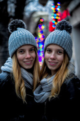 two girls in winter