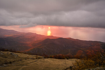 Clouds and rocks. Mountain range Demerdzhi
