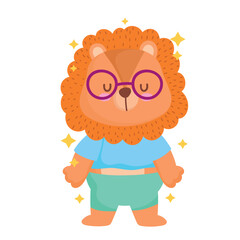 Lion cartoon with glasses vector design