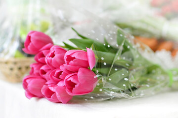 Bouquet of pink tulips