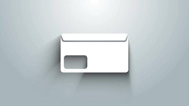 White Envelope icon isolated on grey background. Email message letter symbol. 4K Video motion graphic animation