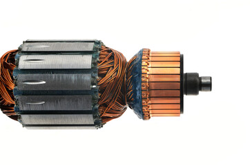 Electric motor rotor isolated white background