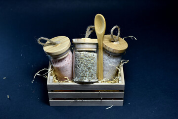 set of jars with bath salt