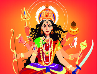 llustration of Hindu Goddess Durga