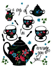 teapot and cups