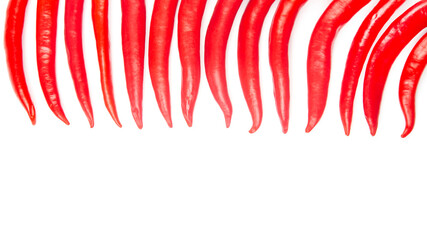 Red hot chili peppers on a white background. food figures. Vitamin vegetable food