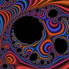 Fototapeta na wymiar Orange pink violet black spirals, abstract background with circles