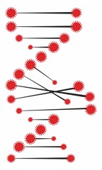 Mutated coronavirus DNA concept.  DNA infected by Covid-19, Icon, Vector and Illustration. DNA cell structure