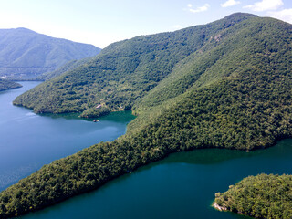 Aerial view of Vacha (Antonivanovtsi) Reservoir, Bulgaria