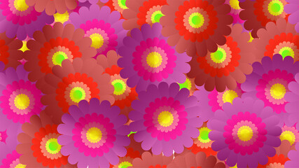 Fototapeta na wymiar Endless seamless pattern of purple beautiful wildflowers with petals on a pink background. illustration