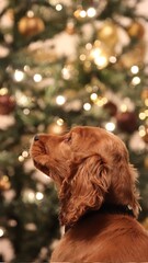 dog and christmas tree