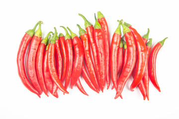 Red hot chili peppers on a white background. Vitamin vegetable food