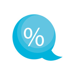 speech bubble with percentage symbol, colorful design