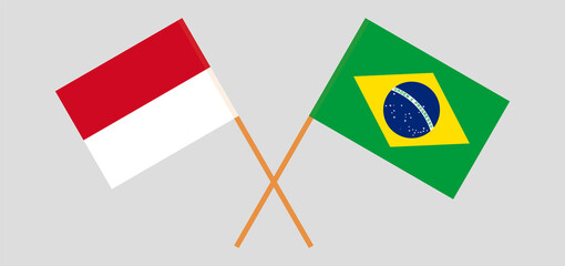 Crossed flags of Brazil and Monaco