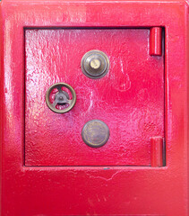 Detail of old secret box of red color