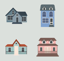 suburban houses collection, colorful design
