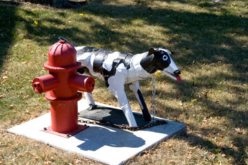Sculpture in Nyberg Sculpture Park of "Fire Hydrant & Dog"‚Ñ¢ Vining Minnesota MN USA