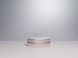 Scene with podium for mock up presentation in white color and minimalism style with copy space, 3d render abstract background