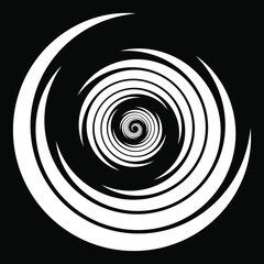 Abstract white curvy concentric stripes. Vector illustration. Design element for logo, sign, symbol, web pages, prints, posters, template, monochrome pattern and abstract background