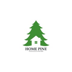 nature green pines home logo vector icon illustratiion
