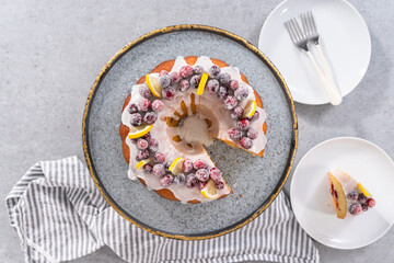 Lemon cranberry bundt cake