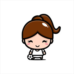 cute girl soccer player character vector design