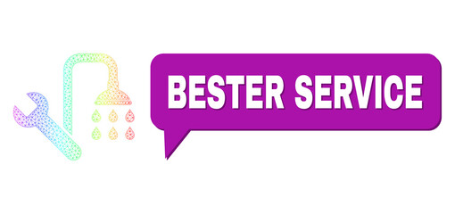 Bester Service and plumbing vector. Spectrum vibrant net plumbing, and speech Bester Service cloud message. Speech colored Bester Service bubble has shadow.