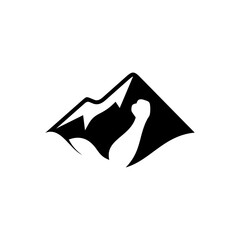 muscular mountain, fitness, sport and adventure logo template