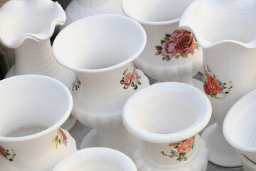 Beautiful Handd made white pot, white vase use for home decoration