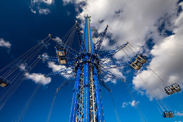 Orlando, Florida, US - February 2019: Orlando Starflyer is the tallest swing ride standing at 450...