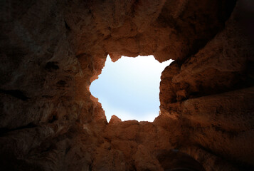 Natural background, amazing Cave cavity, big hold of cave