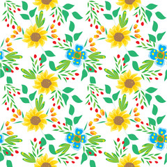 seamless pattern with sun flowers